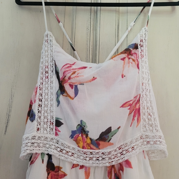 Abercrombie & Fitch Floral Crochet Lace Spaghetti Strap Mini Bib Romper *sz S* - Picture 5 of 16